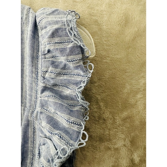 Aqua Cotton Smocked Mini Dress Size Large Flutter Cap Sleeves, Tiered Hem Lined - Picture 10 of 11